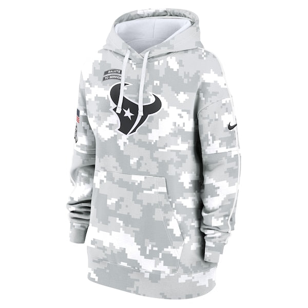 Houston Texans Nike Women's 2024 Salute To Service Club Fleece Pullover Hoodie - Arctic Camo