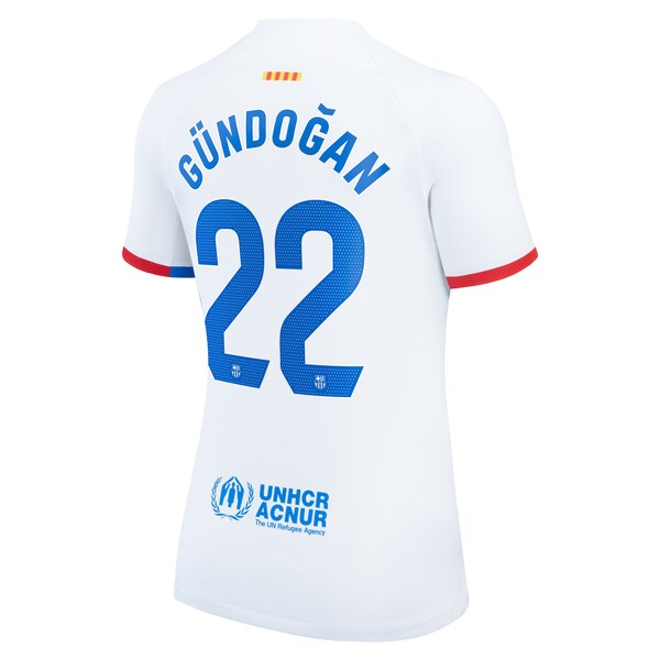 Ilkay Gündogan Barcelona Nike Women's 2023/24 Away Stadium Replica Player Jersey - White