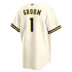 Milwaukee Brewers Nike #1 Groom Home Replica Jersey - White