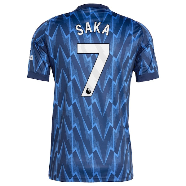 Bukayo Saka Arsenal adidas 2025/26 Away Replica Player Jersey - Blue/Red