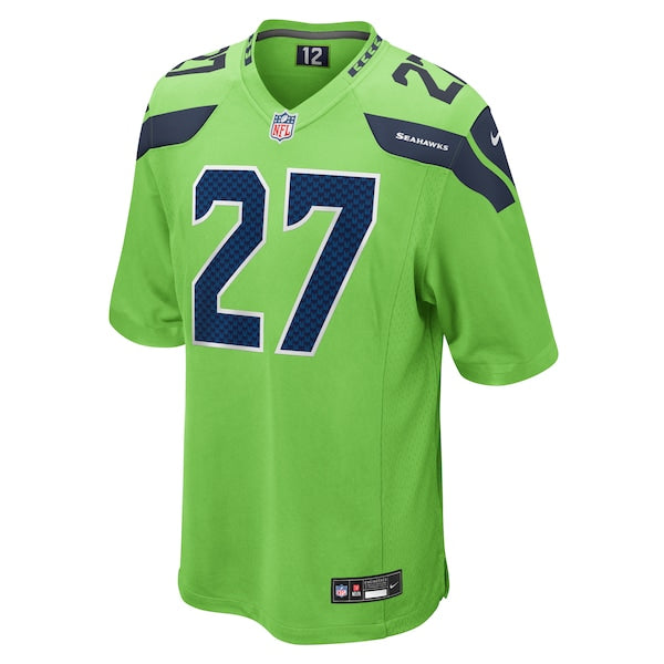 Tariq Woolen Seattle Seahawks Nike  Game Jersey - Neon Green/Navy