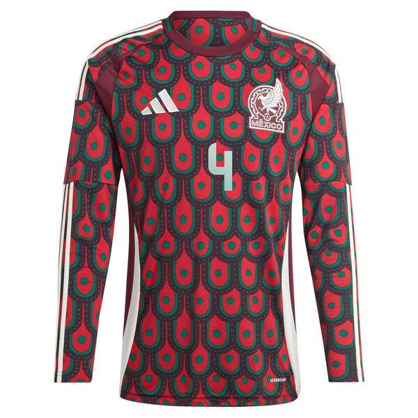 Edson Alvarez Mexico National Team adidas 2024 Home Replica Player Long Sleeve Jersey - Burgundy/Green