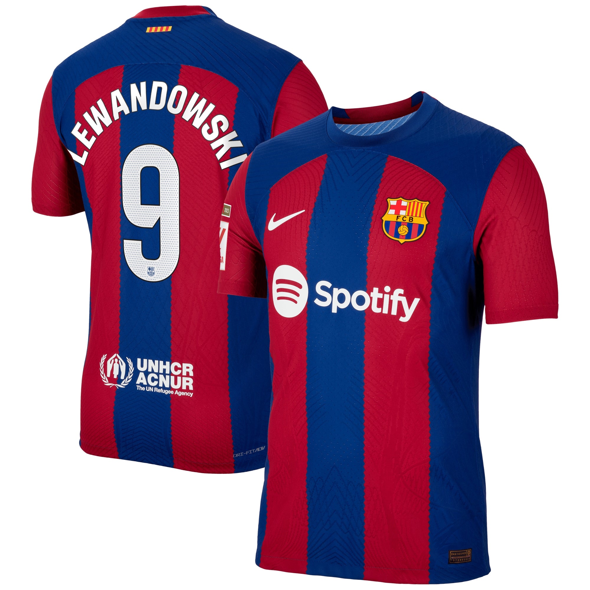 Robert Lewandowski Barcelona Nike 2023/24 Away Authentic Jersey - White/Aqua/Royal