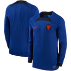 Netherlands National Team Nike 2022/23 Home Breathe Stadium Replica Blank Long Sleeve Jersey - Blue