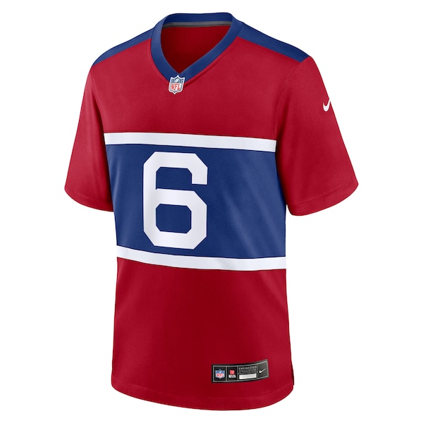 Jaxson Dart New York Giants Nike Alternate Century Red Game Jersey - Red/Royal