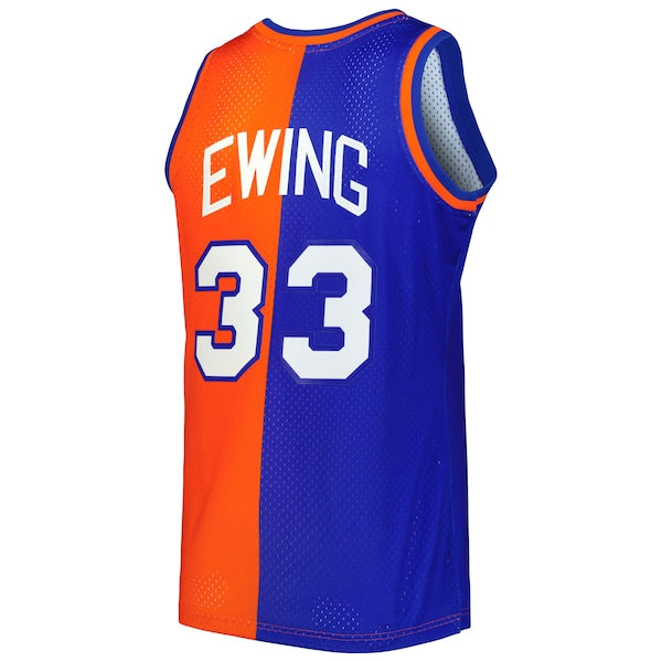 Patrick Ewing New York Knicks Hardwood Classics 1991/92 Split Swingman Jersey - Blue/Orange