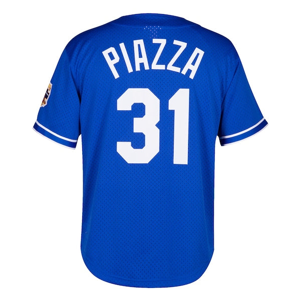Mike Piazza Los Angeles Dodgers Cooperstown Collection Mesh Batting Practice Button-Up Jersey - Royal