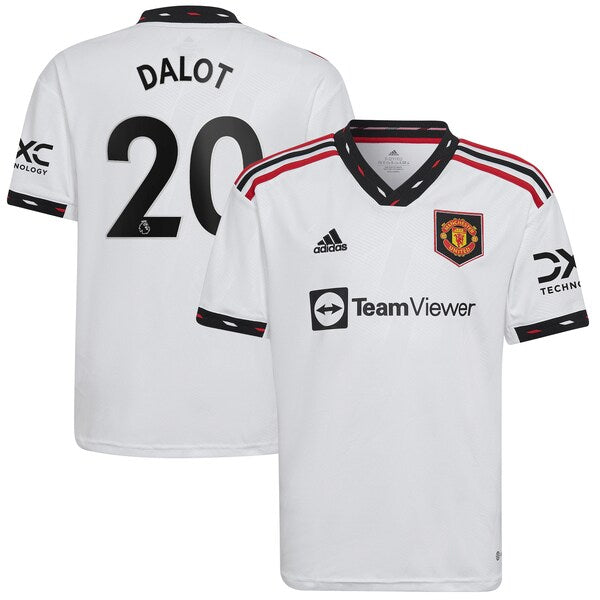 Diogo Dalot Manchester United adidas Youth 2022/23 Away Replica Player Jersey - White