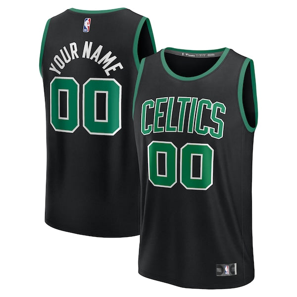 Boston Celtics  Youth Custom Fast Break Jersey - Black - Statement Edition/Kelly Green/White