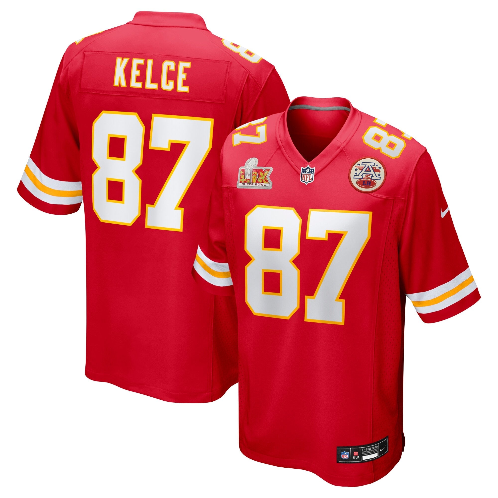 Travis Kelce Kansas City Chiefs Nike Super Bowl LIX Game Jersey - White/Red