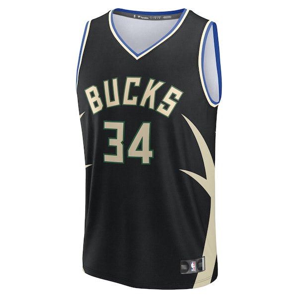 Giannis Antetokounmpo Milwaukee Bucks  Youth Fast Break Replica Player Jersey - Statement Edition - Black