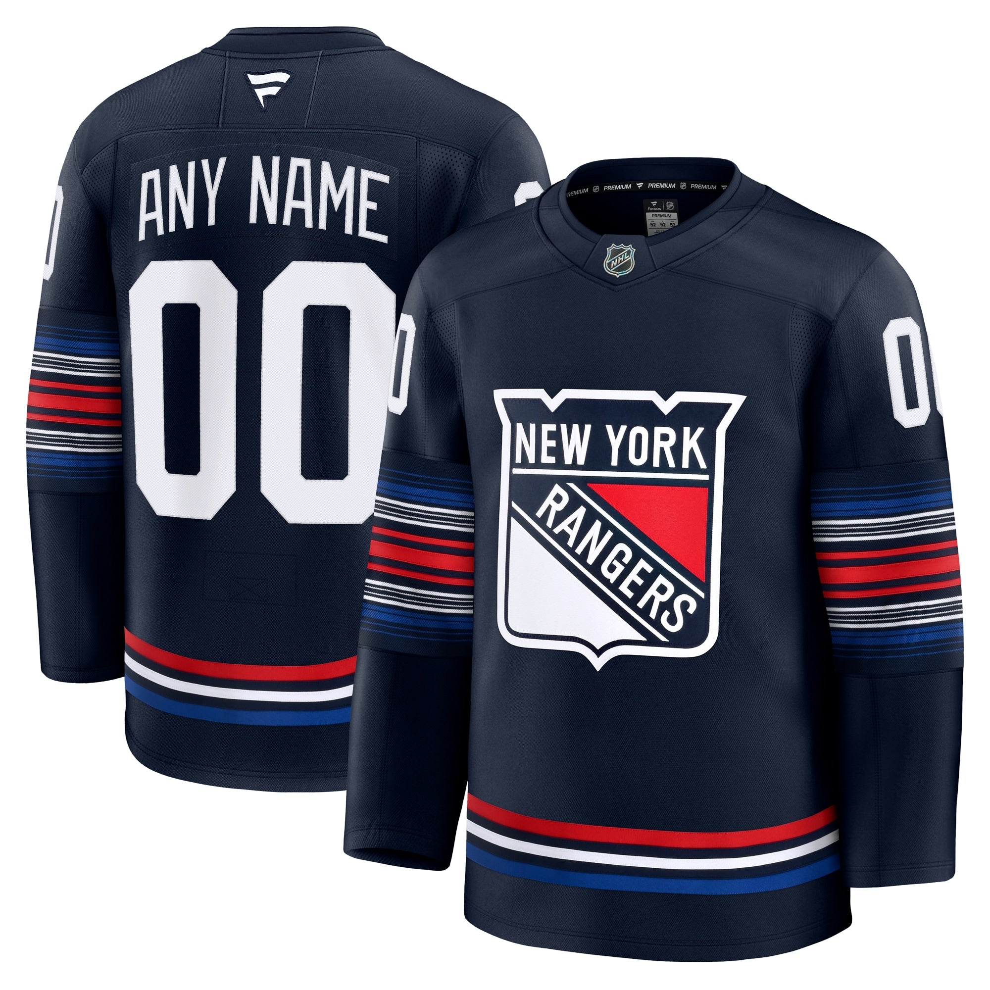 New York Rangers  Away Premium Custom Jersey - White/Navy/Royal