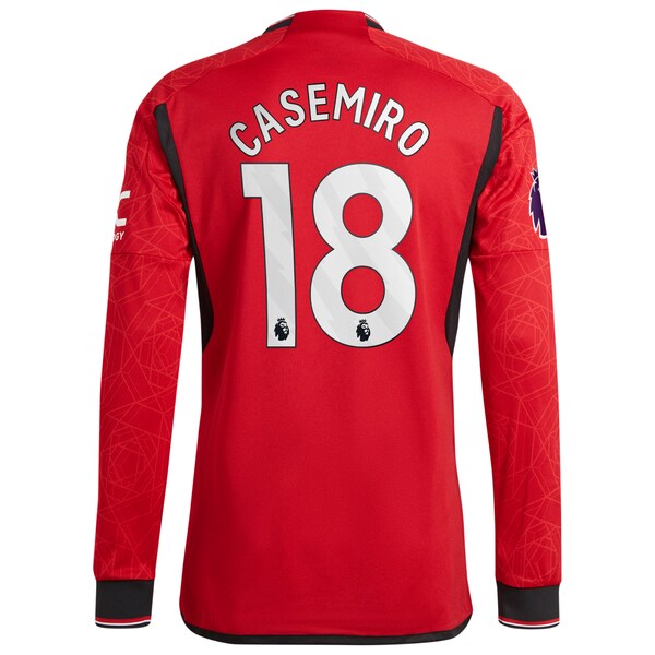 Casemiro Manchester United adidas 2023/24 Home Authentic Long Sleeve Player Jersey - Red/Green