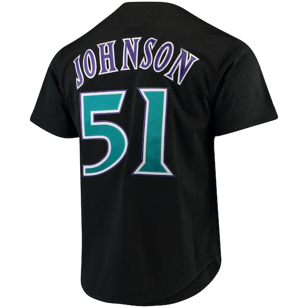 Randy Johnson Arizona Diamondbacks Cooperstown Collection Mesh Batting Practice Button-Up Jersey - Black