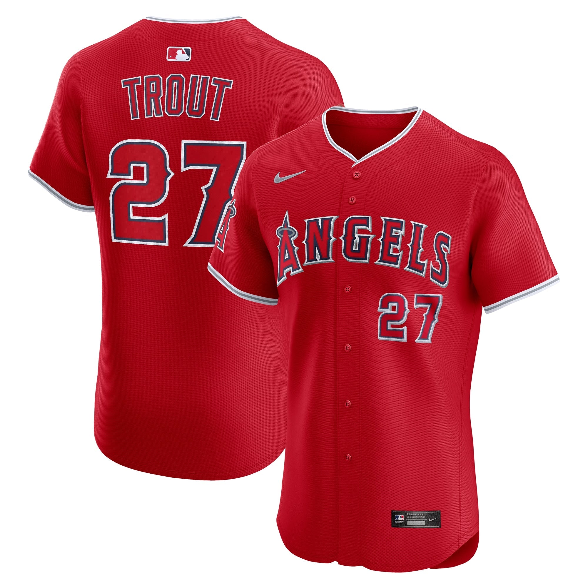 Mike Trout Los Angeles Angels Nike Home ElitePlayer  Jersey - White/Red