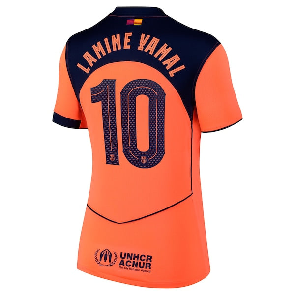 Lamine Yamal Barcelona Nike Women's 2025/26 Third Replica Player Jersey - Orange
