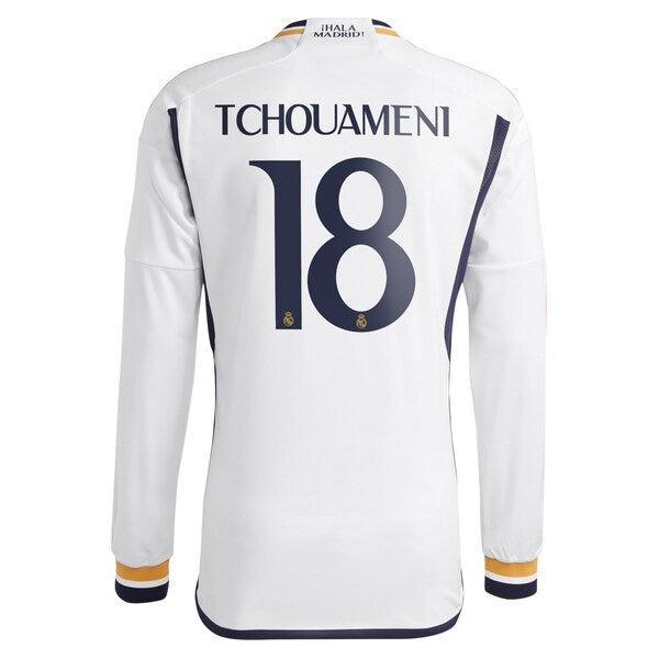 Aurélien Tchouaméni Los Merengues adidas 2023/24 Home Replica Long Sleeve Player Jersey - White/Navy