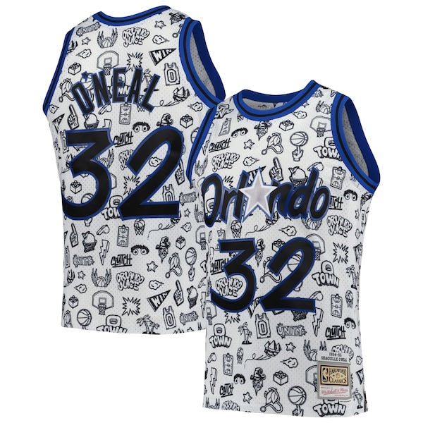 Shaquille O'Neal Orlando Magic 1994/95 Hardwood Classics Doodle Swingman Player Jersey - White