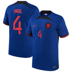 Virgil Van Dijk Netherlands National Team Nike 2022/23 Away Breathe Stadium Replica Player Jersey - Blue
