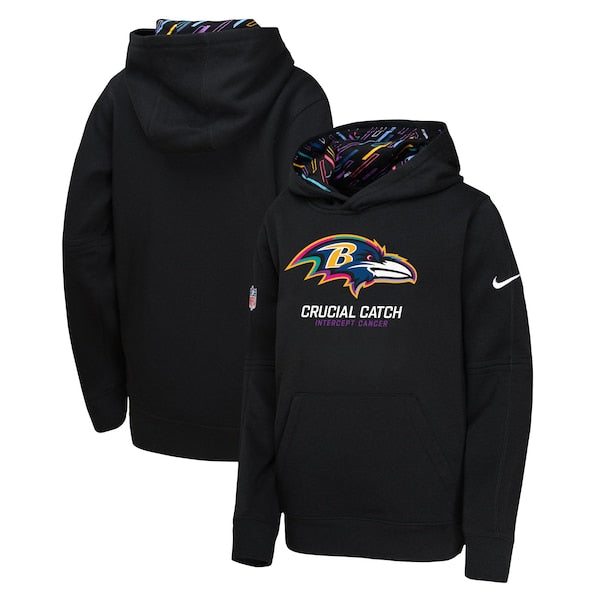 Baltimore Ravens Nike Youth 2024 NFL Crucial Catch Pullover Hoodie - Black