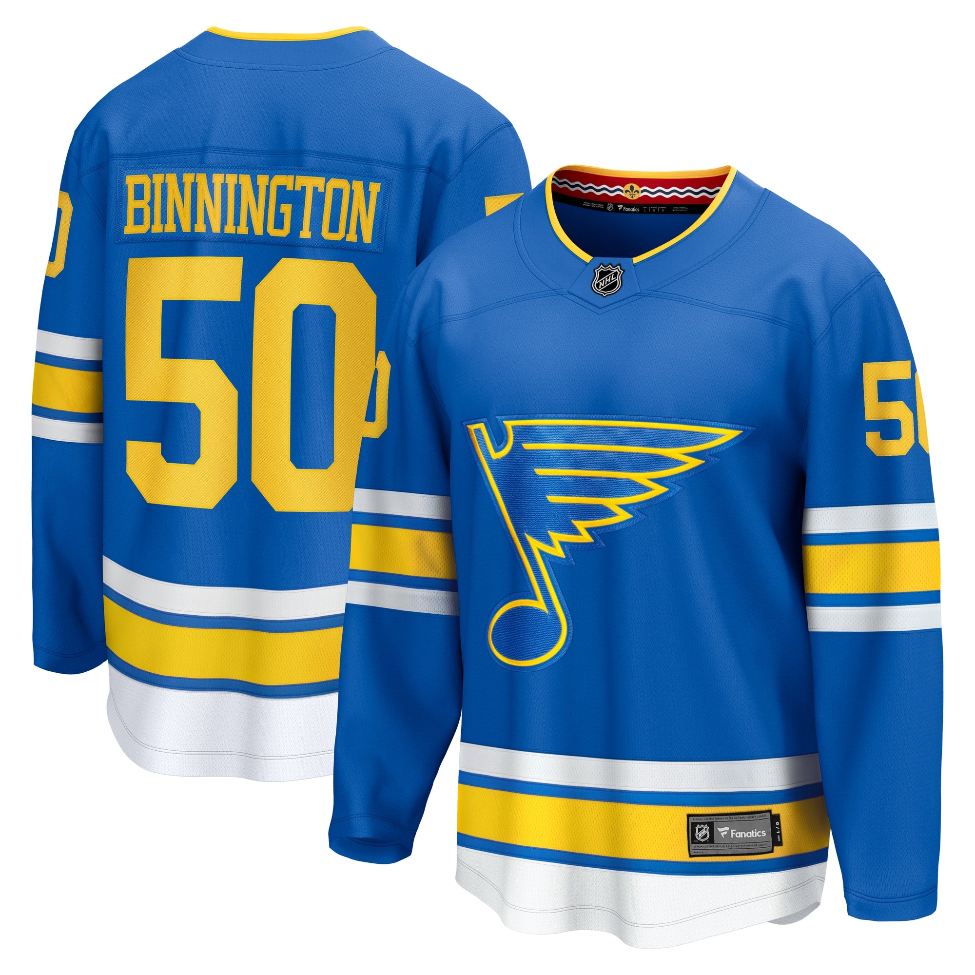 Jordan Binnington St. Louis Blues  Away Breakaway Player Jersey - White/Royal/Blue