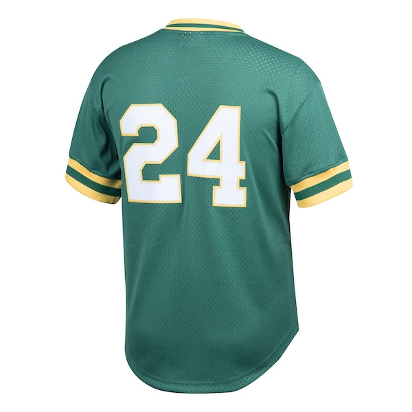 Rickey Henderson Athletics  Youth Cooperstown Collection Mesh Batting Practice Jersey - Green