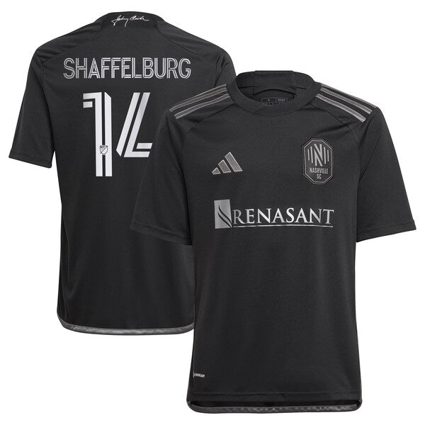 Jacob Shaffelburg Nashville SC adidas Youth 2024 Man In Black Kit Replica Player Jersey - Black/Yellow