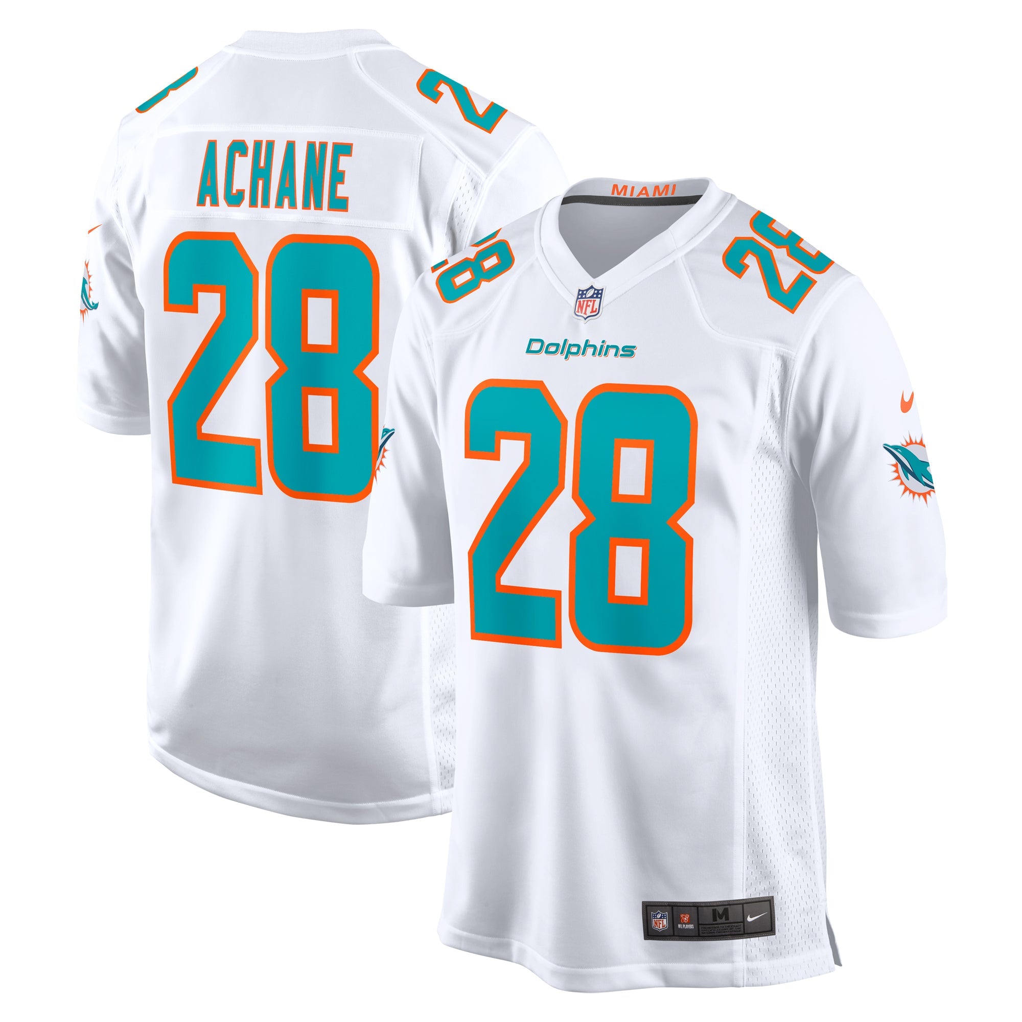Devon Achane Miami Dolphins Nike Player Game Jersey - Aqua/White