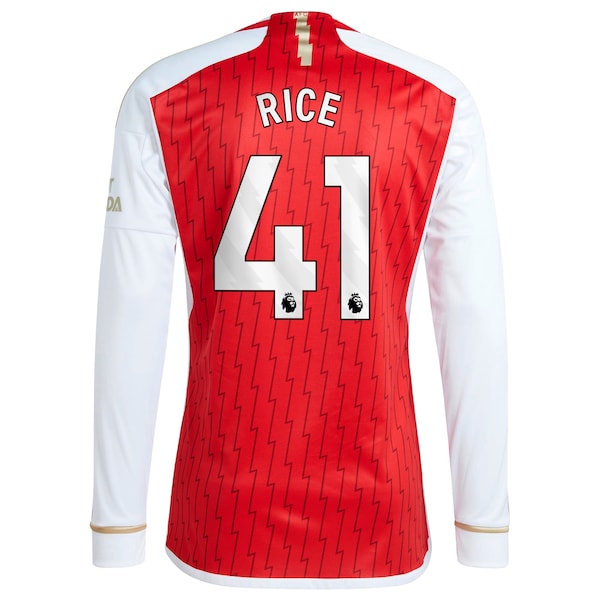 Declan Rice Arsenal adidas 2023/24 Home Replica Player Long Sleeve Jersey - Red