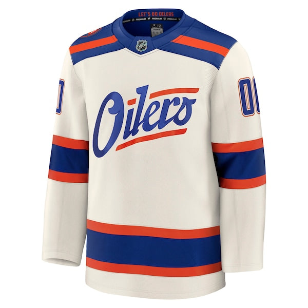 Edmonton Oilers  Alternate Premium Custom Jersey - Light Beige/Royal/White