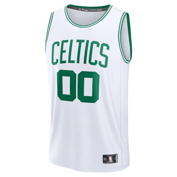Boston Celtics  Youth Custom Fast Break Jersey - White - Association Edition/Black/Kelly Green